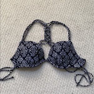 Black and white bathing suit top